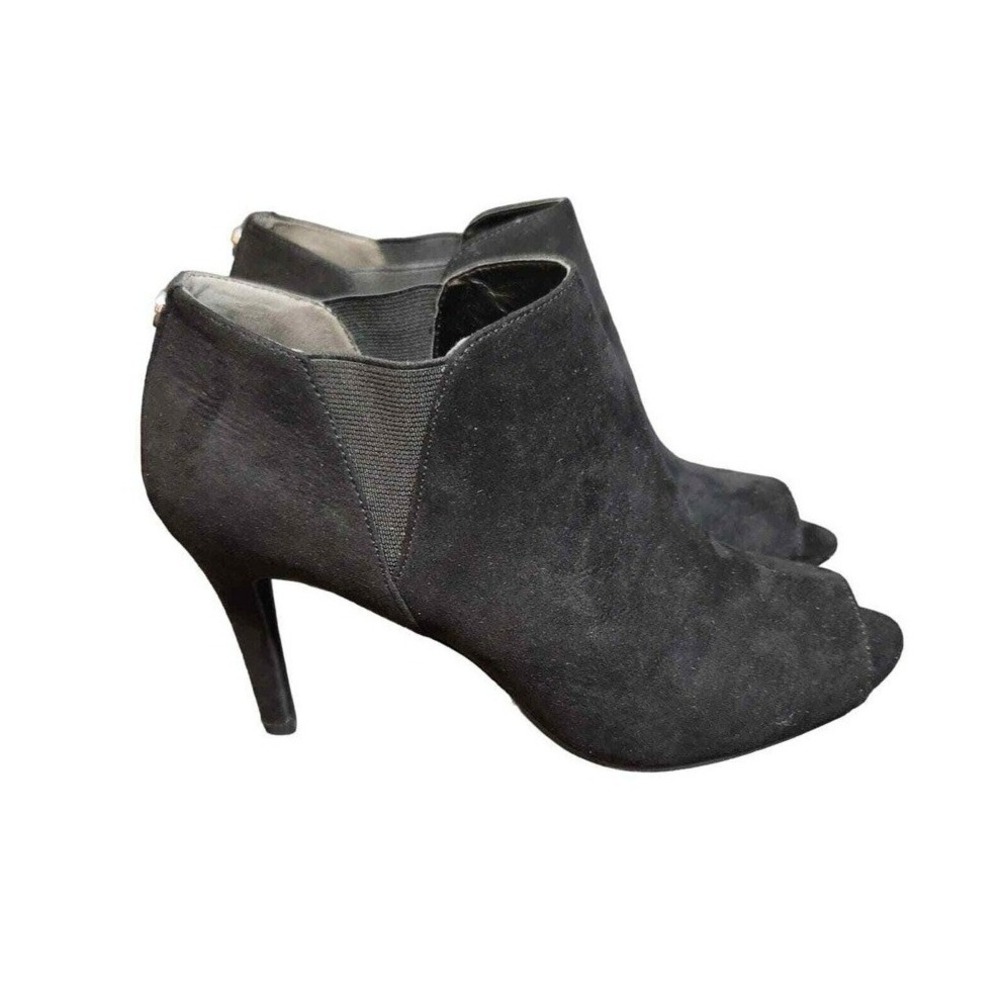 Unisa Saffyre Ankle Bootie Size 9.5 Peep Toe Black Stretch Textile Boho Hippie
